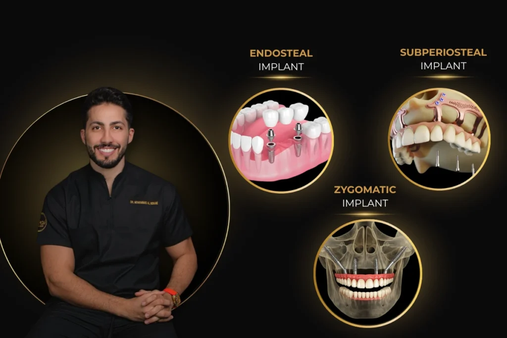 Dr Mohammad AlHerani reviewing types of dental implants options at Oval Dental Clinic in Business Bay